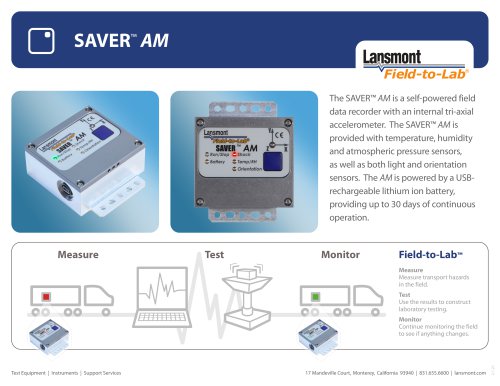 SAVER™ AM - Asset Monitor - Shock and vibration data logger