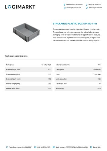 STACKABLE PLASTIC BOX ST4312-1101