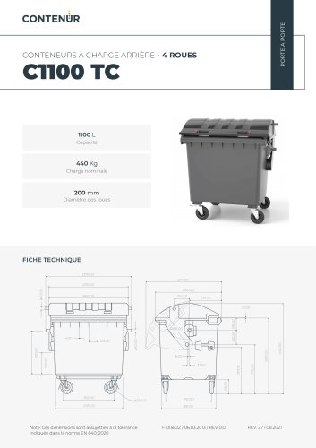 CONTENEURS &Agrave; CHARGE ARRI&Egrave;RE - 4 ROUES C1100 TC