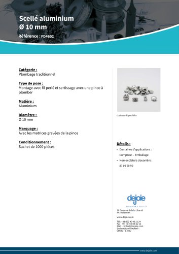 Scellé aluminium Ø 10 mm