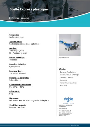 Scellé Express plastique