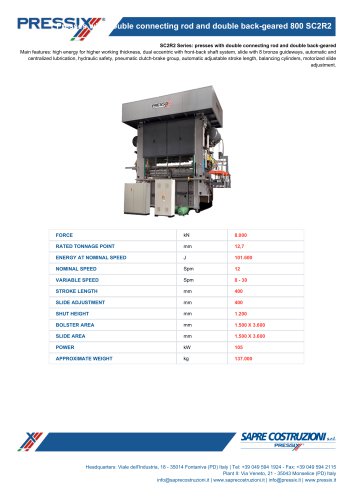 Presses with double connecting rod and double back-geared 800 SC2R2