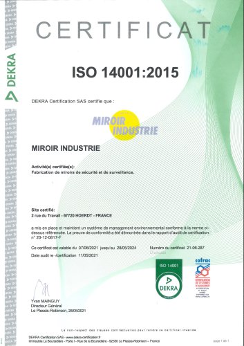 Certificat Iso 14001