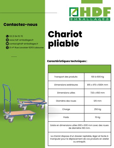 Chariot pliable