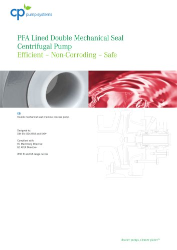 PFA Lined Double Mechanical Seal Centrifugal Pump