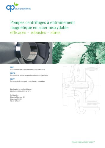 Pompes centrifuges à entraînement magnétique en acier inoxydable