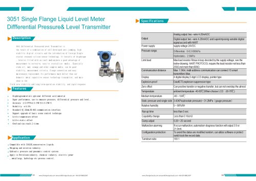 Differential pressure level transmitter UC800L1