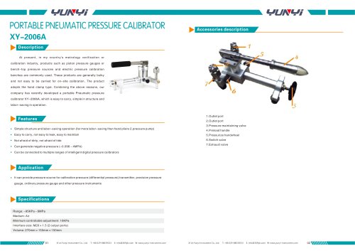 PORTABLE PNEUMATIC PRESSURE CALIBRATOR XY-2006A