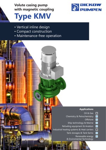 Volute casing pump with magnetic coupling Type KMV