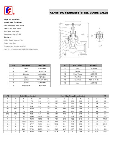 CLASS 300 STAINLESS STEEL GLOBE VALVE