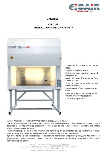 AURA VIP VERTICAL LAMINAR FLOW CABINETS