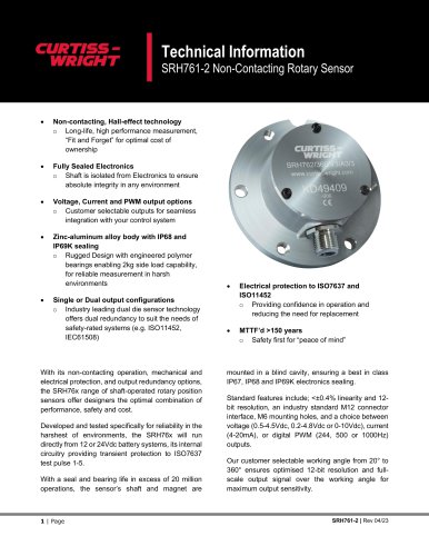 SRH761-2 Non-Contacting Rotary Sensor