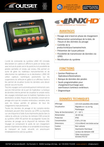 LANX HD fiche technique