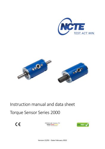 Instruction manual and data sheet Torque Sensor Series 2000