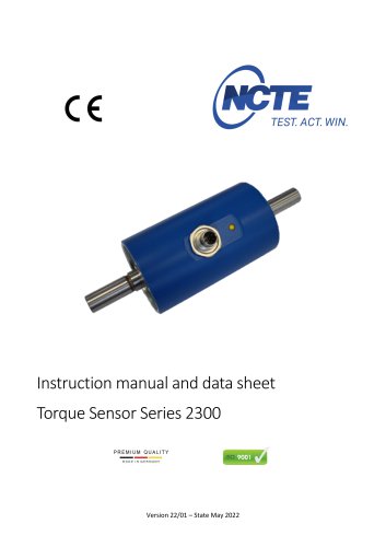 Instruction manual and data sheet Torque Sensor Series 2300