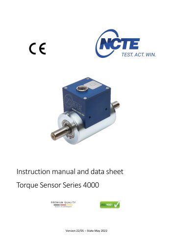 Instruction manual and data sheet Torque Sensor Series 4000