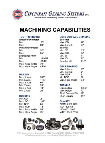 MACHINING CAPABILITIES