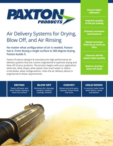 Air Delivery Systems for Drying, Blow Off, and Air Rinsing