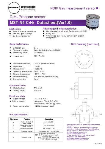 MaiYa NDIR gas measurement sensor MST-N4 C3H8 100%LEL