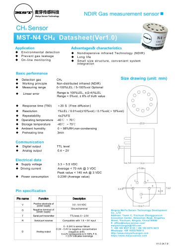 MaiYa NDIR Gas measurement sensor MST-N4 CH4 5%vol