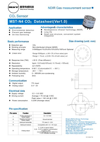 MaiYa NDIR gas measurement sensor MST-N4 CO2 5%VOL