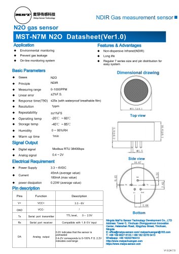 MaiYa NDIR gas measurement sensor MST-N7M N2O 0-1000ppm