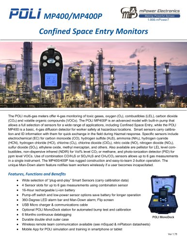 Maiya sensor pump gas o2 h2s co2 lel analyzer mp400p