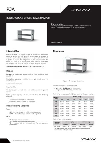 PJA Type A single-blade air dampers