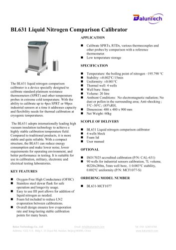 BL631 Liquid Nitrogen Comparison Calibrator