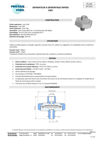 SEPARATEUR A DEMONTAGE RAPIDE S301