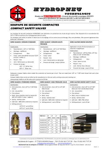 SOUPAPE DE SECURITE COMPACTES