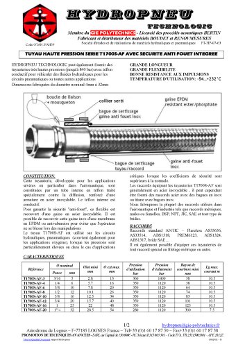 TUYAU HAUTE PRESSION SERIE T1700S-AF