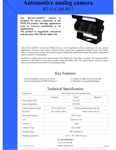 Automotive analog camera RT-O-CAM-RV2