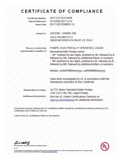 certificate of compliance ap90b im80b