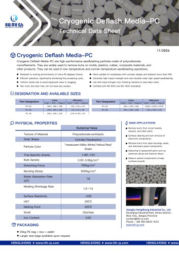 Cryogenic Polycarbonate Deflashing Media PC