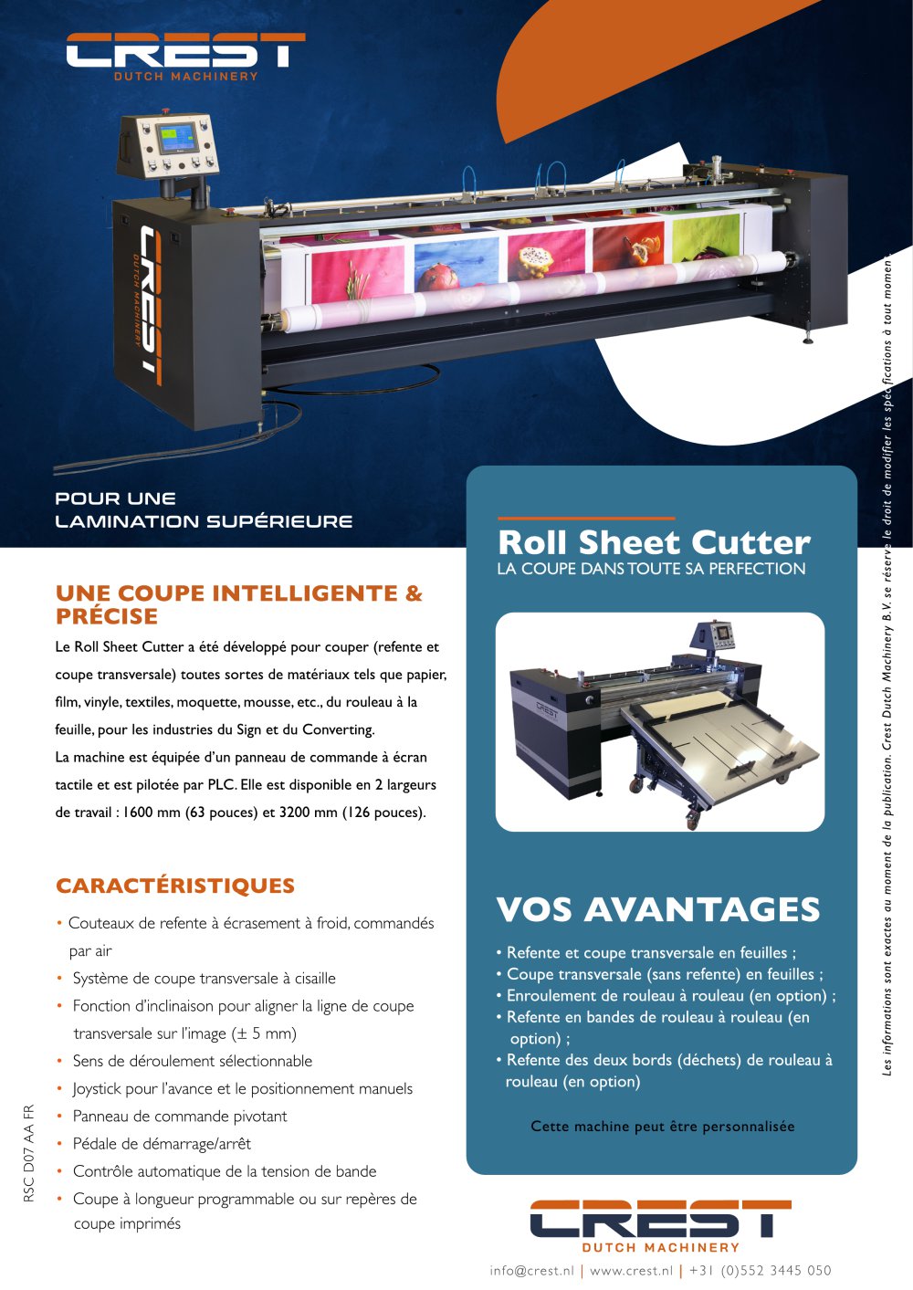 Crest Datasheet Roll Sheet Cutter - Crest Dutch Machinery