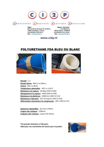 POLYURETHANE FDA BLEU OU BLANC