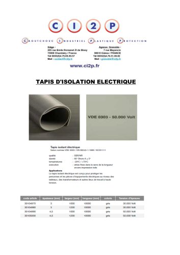 TAPIS D'ISOLATION ELECTRIQUE