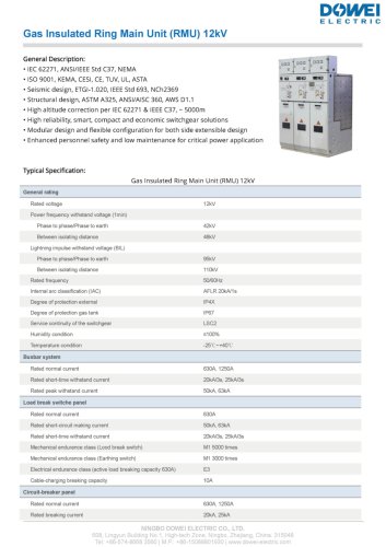 Gas Insulated Ring Main Unit (RMU)