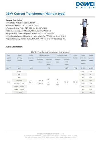 Oil Type Current Transformer