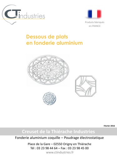 Dessous de plats en fonderie aluminium