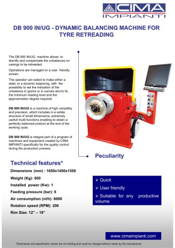 DB 900 IN/UG - DYNAMIC BALANCING MACHINE FOR TYRE RETREADING