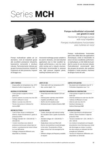 Electropompes multietages horizontals MCH