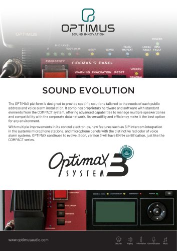 OPTIMAX3, Public Address and Voice Alarm platform