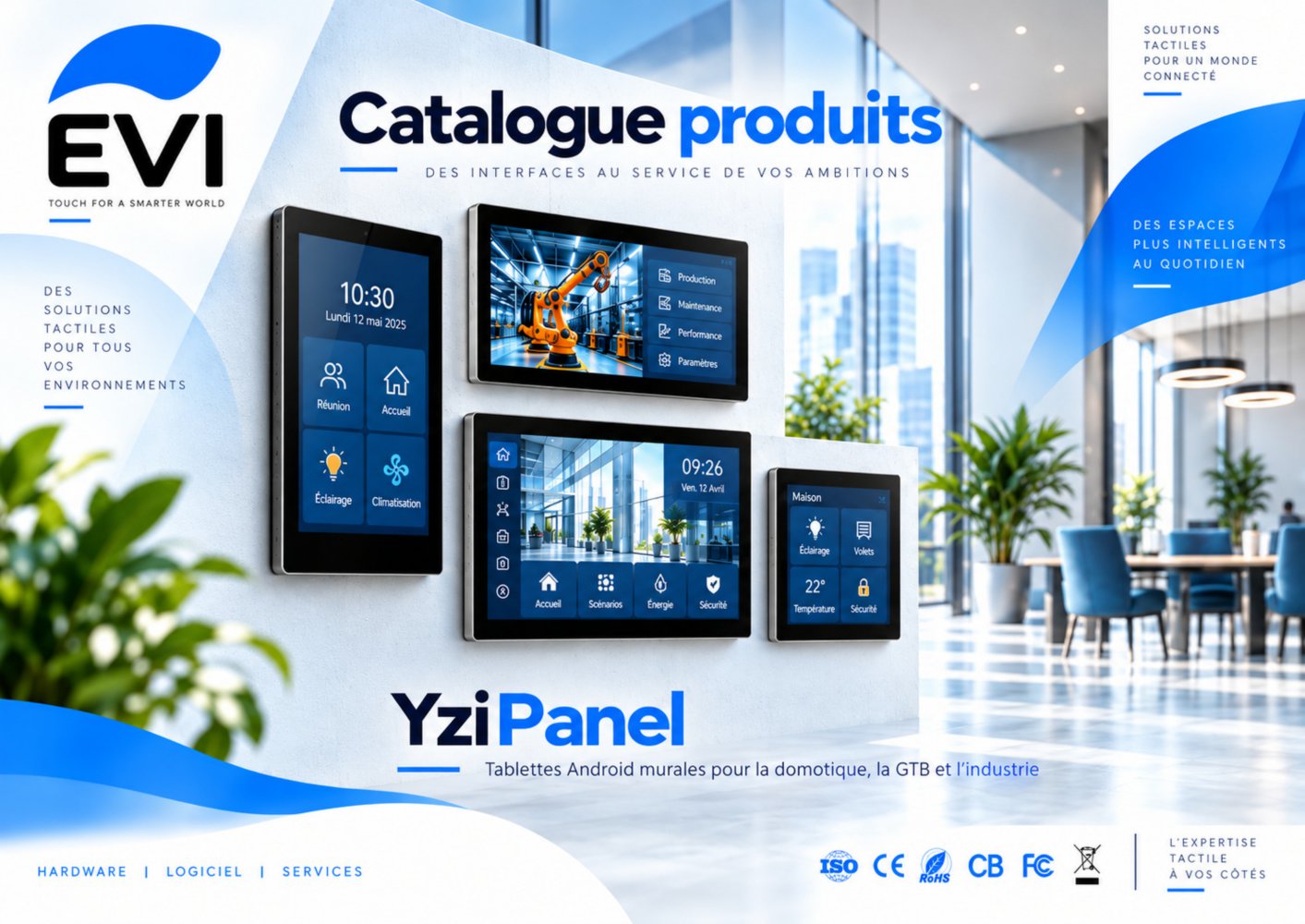 Catalogue EVI - Tablettes murales VESA ou Encastrement POE, PanelPC industriels sous Android, Windows ou Linux - EVI SAS