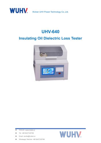 UHV-640 Transformer Oil Dielectric Loss Tester -Catalog