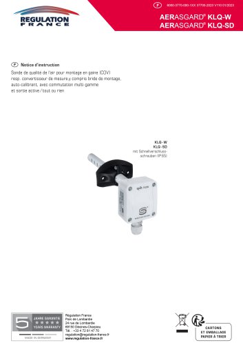 Sonde de qualit&eacute; d'air KLQ-W KLQ-SD KLQ-W / KLQ-SD