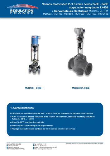 Vanne de r&eacute;gulation &agrave; soupape V2V-V3V corps en inox 1.4408