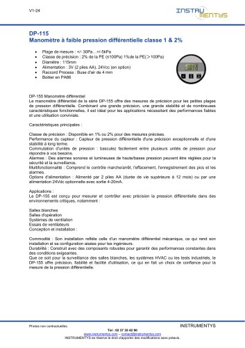 CATALOGUE MANOMETRE INSTRUMENTYS