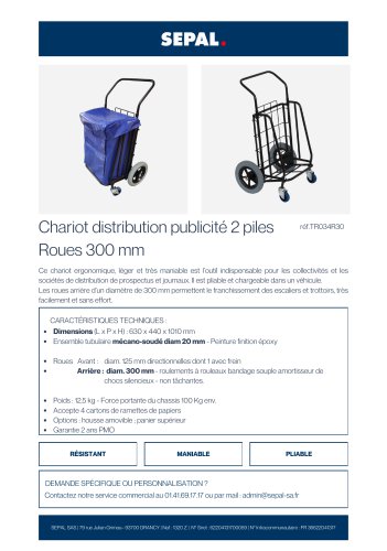 CHARIOT PLIABLE DISTRIBUTION PUBLICITÉ Roues 300 mm 